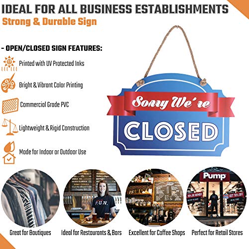 Open Closed Sign for Business – Bundle with 2 Suction Cup, Pull and Push Stickers - Double-Sided Open Signs for Business is The Ideal Hanging Banner for Restaurant Stores Bar Windows or Doors