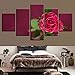 Produktbild lmqyhb 5 Teilig Kunstwerk Leinwand Gemälde Hd Drucke Wohnkultur Romantische 5 Stücke Rose Rot Liebe Modulare Landschaft Bilder Kreative Blume Poster Gerahmt
