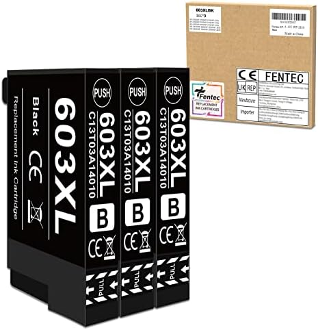 Fentec XP-4150 XP-2150 XP-3150 XP-4155 XP-2155 WF-2840 603XL Ink Cartridges Black Compatible for Epson 603XL Ink Black for Epson XP4150 XP3150 XP2150 XP2155 XP3155 XP-2100 XP3100 XP4100 XP2105 WF-2850