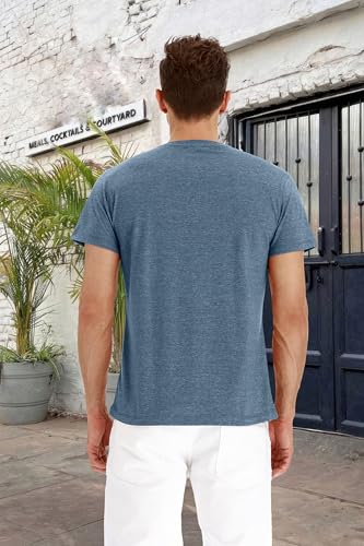 PEGENO Men's Fashion Casual Front Placket Short Sleeve Henley T-Shirts Cotton Shirts3
