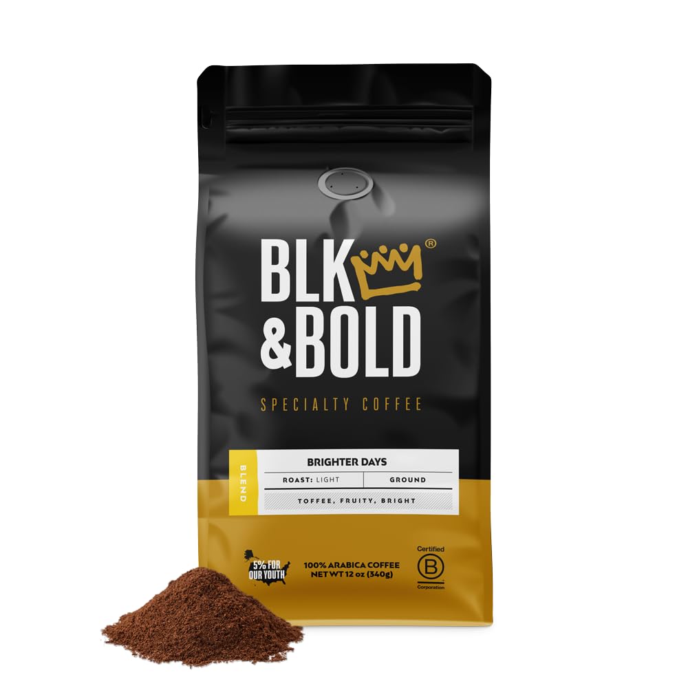 BLK & BoldGround Coffee, Brighter Days Premium Light Roast, 100% Arabica Beans, 12 oz BagFair Trade CertifiedFair Trade CertifiedFair Trade Certified