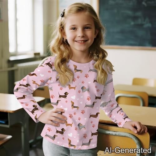 Image of Renewold Boys Girls Tees Kids T-Shirt Long Sleeve Crewneck T Shirts Casual Athletic Tops Clothing for Home School Travel