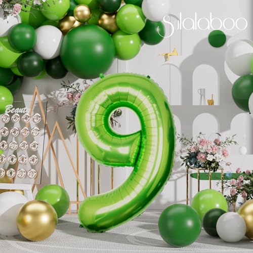 Image of 40 Inch Green Number 9 Balloon Lime Big Large Helium Number 0-9 | Giant Digital 9th Foil Mylar Party Balloon for Birthday Party Anniversary Graduation Decorations