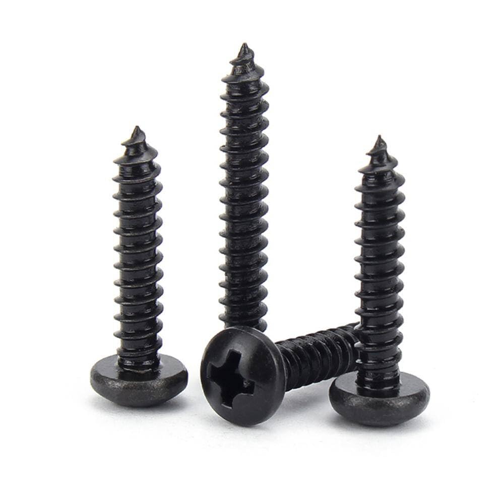 LanMaiXun 10pcs M6.3×60mm Black 304 Stainless Steel Cross Pan Head Self-tapping Screws,Wood Screws
