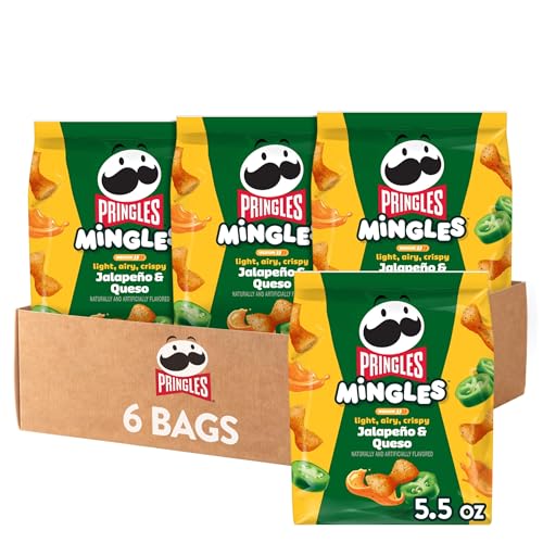 Pringles Mingles Puffed Snacks, Jalapeno and Queso, Salty Snacks (6 Bags)