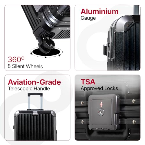 Image of Vertica Hard PC Trolley Luggage, Medium Size, 100% Polycarbonate, Lightweight and Durable, Silent Wheels, Anti-Theft with Aluminium Frame, and 2 TSA Locks, 24-Inch, Midnight Noir