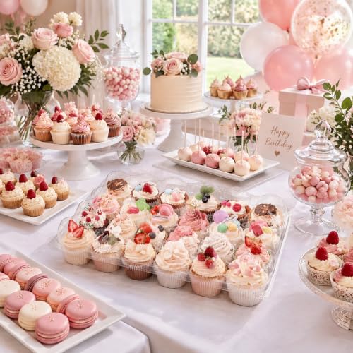 NPLUX 24 Count Cupcake Containers 20 Pack Plastic Cupcake Boxes and Holders by NPLUX - Used condition - Image 9