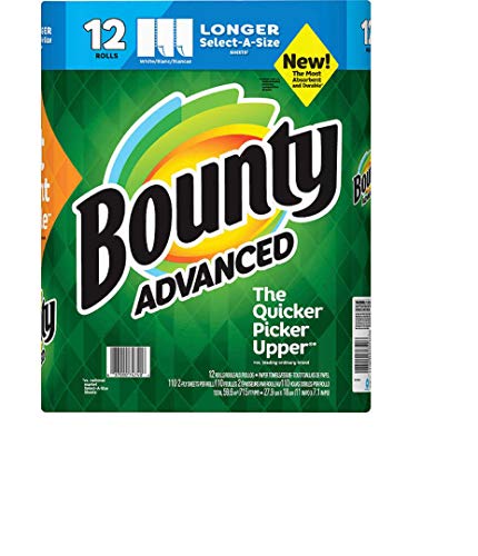Bounty Advanced Select-A-Size Paper Towels - White - 12 Rolls 117 Sheets each roll