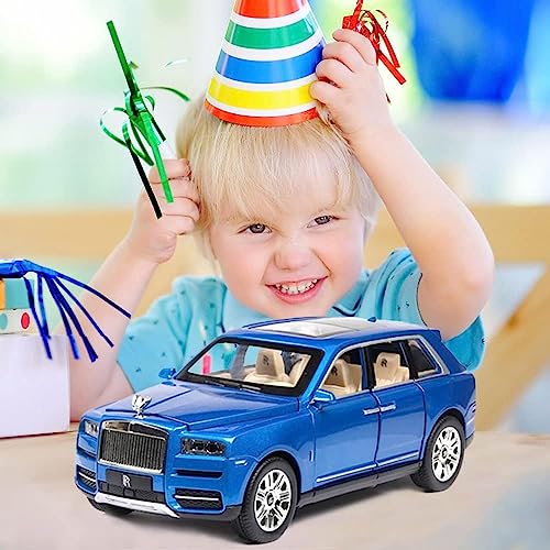 Image of 1:24 Rolls-Royce Cullinan Diecast Model Car Alloy Pull Back Toy Car with Sound & Light, Collectible Vehicle for Kids & Adults, Birthday Gift for Boys & Girls (Blue)