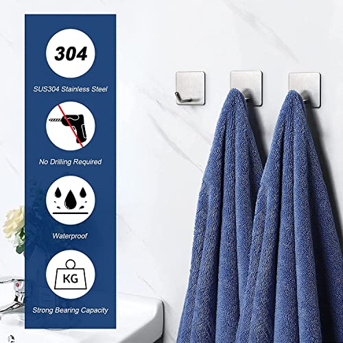 Image of Golden bird Heavy Duty Adhesive Hooks Towel Hook Stick on Hooks Wall Hangers Waterproof Stainless Steel Sticky Hooks for Hanging Bathroom Kitchen Home (SUS-304) (Silver, 2)