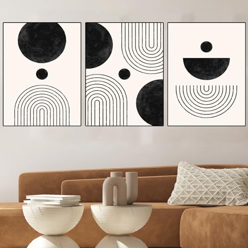 Salon et chambre moderne : lot de 3 images abstraites géométriques