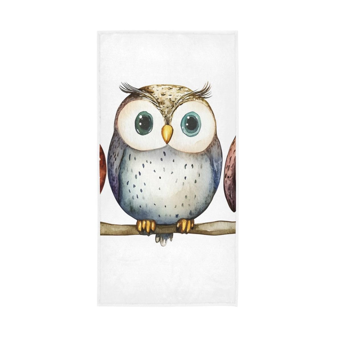 LSRCPD Cute Owls Sitting on Branch Hand Towel, 15 x 30 Inches, Soft Highly Absorbent Towels for Bathroom Gym Hotel