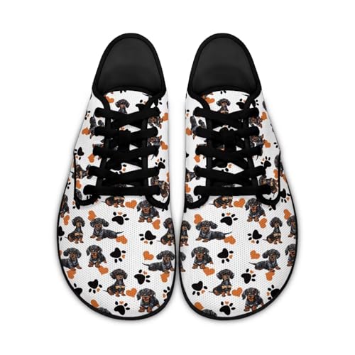 Pointodoor Dachshund Barefoot Shoes for Women Size 11.5 Wide Toe Box Low Top Tennis Shoes Minimalist Comfortable Walking Sneakers Breathable Mesh Cross Training Shoes with Zero Drop Sole