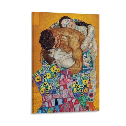 WOWHAHA Dipinto di Gustav Klimt, decorazione vintage su tela, con paesaggi, pittura ad olio, famosa, su tela, poster di animazione, decorazione per camera da letto, 40 x 60 cm, con cornice, stile 1