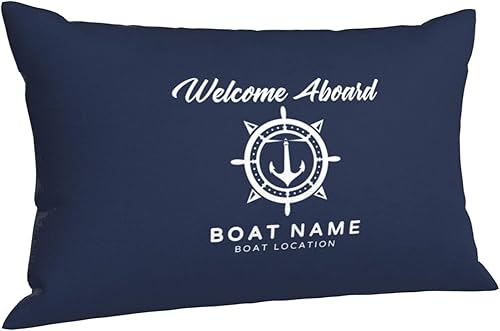 Miniatura 7 de Funda de almohada náutica personalizada con nombre de brújula, funda de almohada lumbar azul marino y decoración de arte de barco, funda de cojín