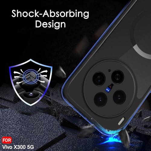 Image of TheGiftKart Hybrid Shockproof Back Cover Case for Vivo X300 5G Compatible with MagSafe | Hard Back Cover Case for Vivo X300 5G (PC & TPU, Translucent Smoke Matte Back, Black Sides)
