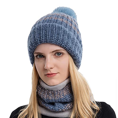 BIFADA Lot de 2 bonnets d'hiver en tricot pour femme - Bleu - Taille Unique Cover