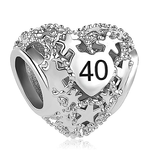FGT Abalorio de corazón de amor para cumpleaños, aniversario, compatible con pulseras Pandora, plata brillante, talla única, Cobre Zirconia cúbica, No es una piedra preciosa