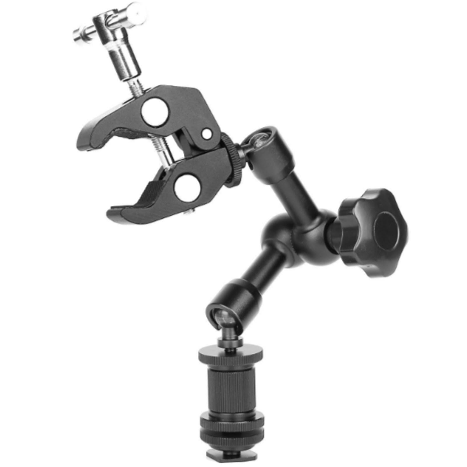 FROON Kit braccio magico da 7 pollici con staffa ad artiglio di granchio, supporto for testa a sfera in lega alluminio for monitor, luce LED, impianto microfono