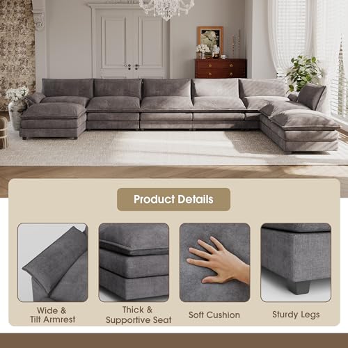 image for JUMMICO 198” Modular Oversized Sectional Sofa Couch, Modern Wide Arm