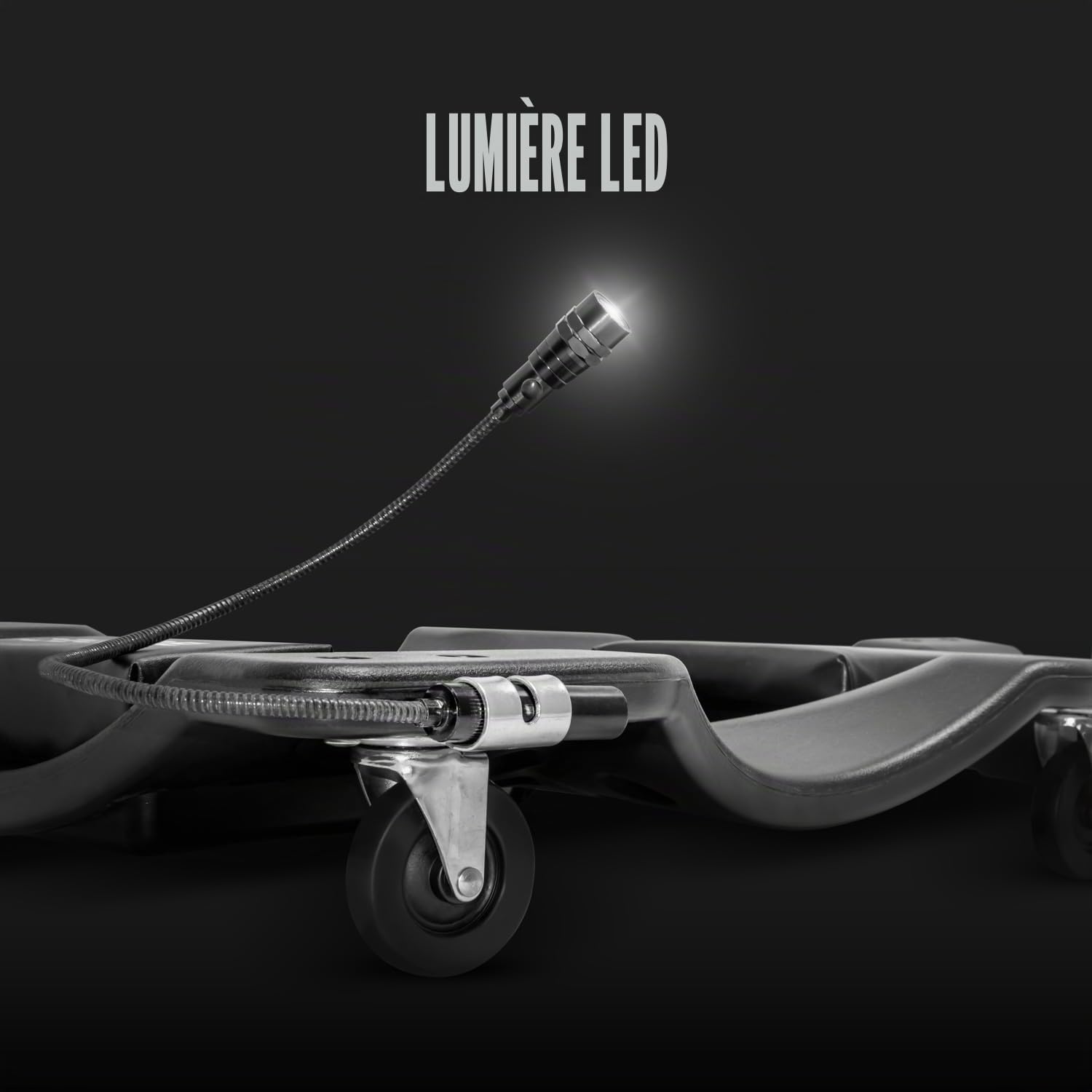 BOUDECH Snake Chariot sous voiture avec appuie-tête, coussin Lombaire et lumière LED magnétique orientable