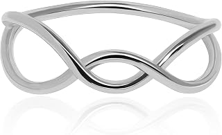 Meissa Gold Silver Rings for Women Thumb Rings 925 Sterling Silver Infinity Index Finger Rings Entwined Line Statement Handmade Rings, Silver, M 1/2