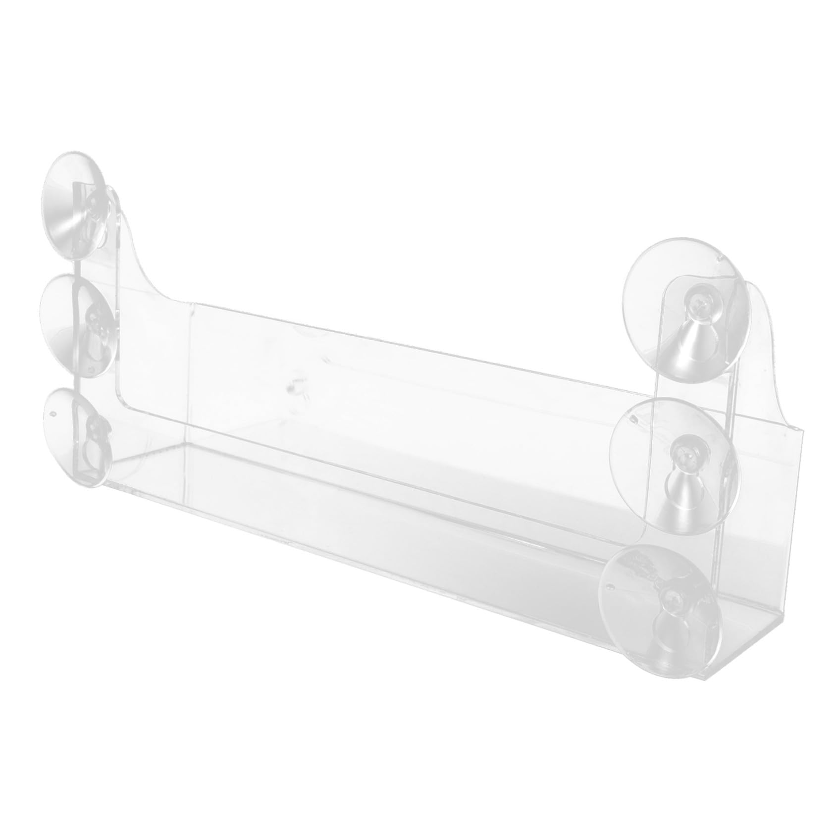 GRIRIW 5-Beverage Rack Suction Frame Acrylic Display Shelf for Refrigerator Beverage Organizer Suction Cups
