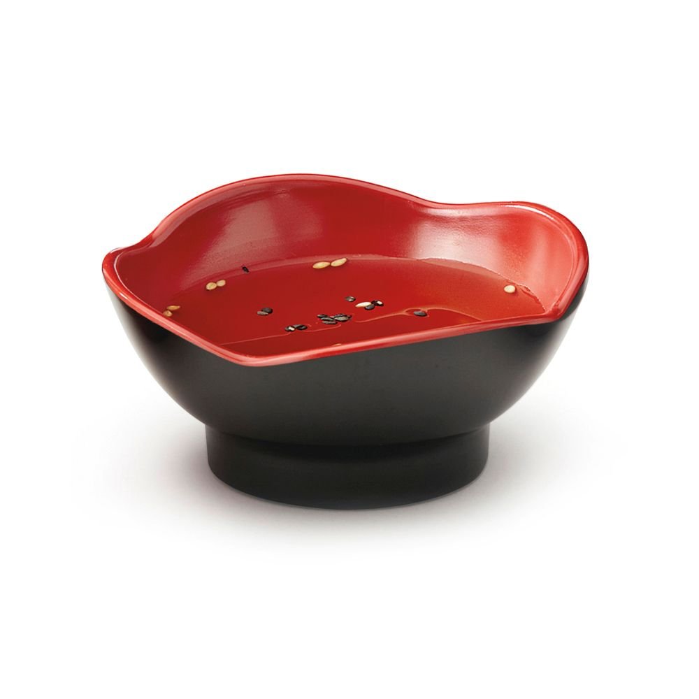 3 oz Red/Black Scallop Melamine Fruit Bowl (Set of 12) by GET – 3 ounces, Melamine, Red/Black, Pack of 12, Model B-129-F