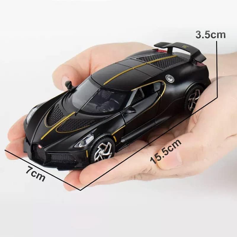 Image of 1:32 Scale Bugatti la Voiture Noire Toy Car | Metal Pullback Diecast Car for Kids with Openable Doors, Sound, Light Effects Toy for Car Enthusiasts (Color As Per Available),black