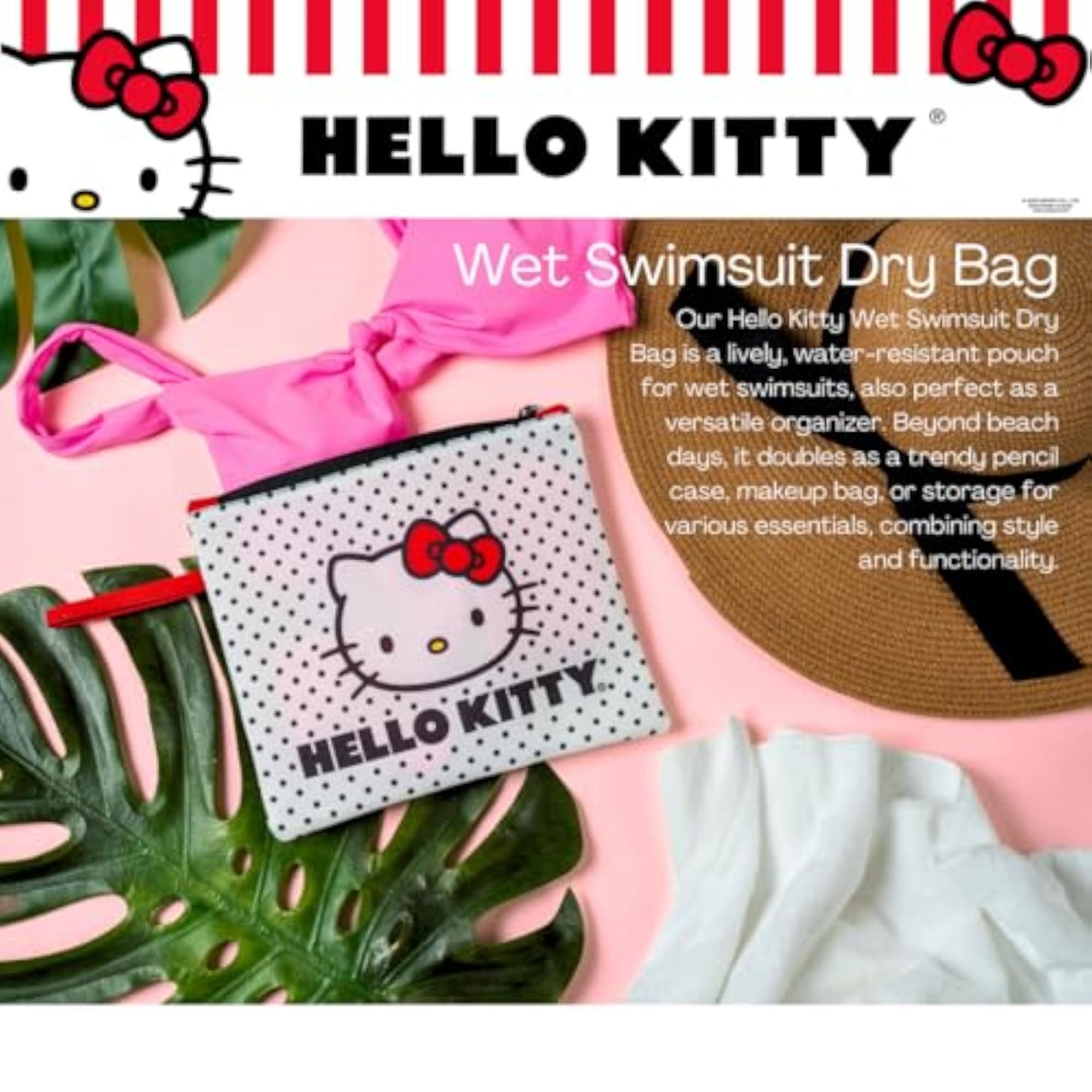 Hello Kitty Polka Dot Beach/Pool Waterproof Pouch Bag