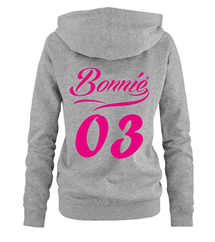 BONNIE And CLYDE ® Paire de sweats à capuche style couple | Avec dos imprimé | Numéro au choix | Homme et Femme | Liebe Love - Gris - L