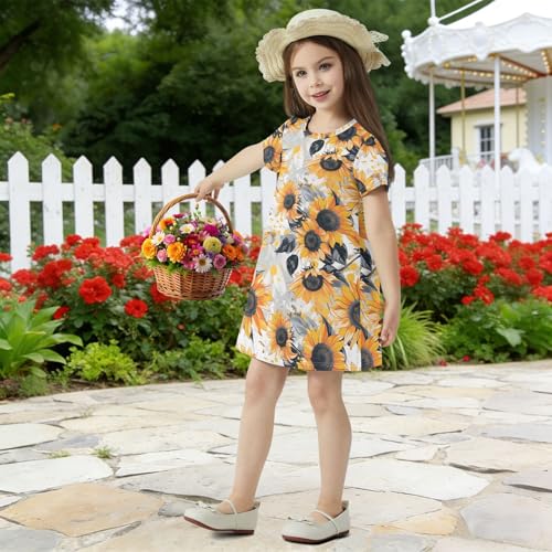 Vestido para niñas de 2 a 8 años en color naranja brillante 5