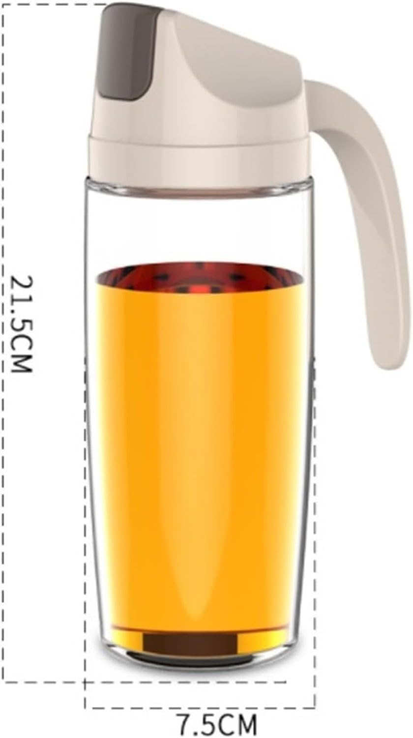 Portabottiglie Olio Vetro Ricaricabile Cucina Contenitore Olio d'Oliva per Friggere Insalata Spruzzo per Air Fryer Erbe, Beige, 600ml