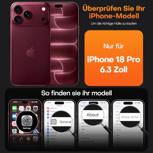 TAURI für iPhone 18 Pro Hülle 6,3" mit Schutzfolie -Durchsichtig – Ansicht 2