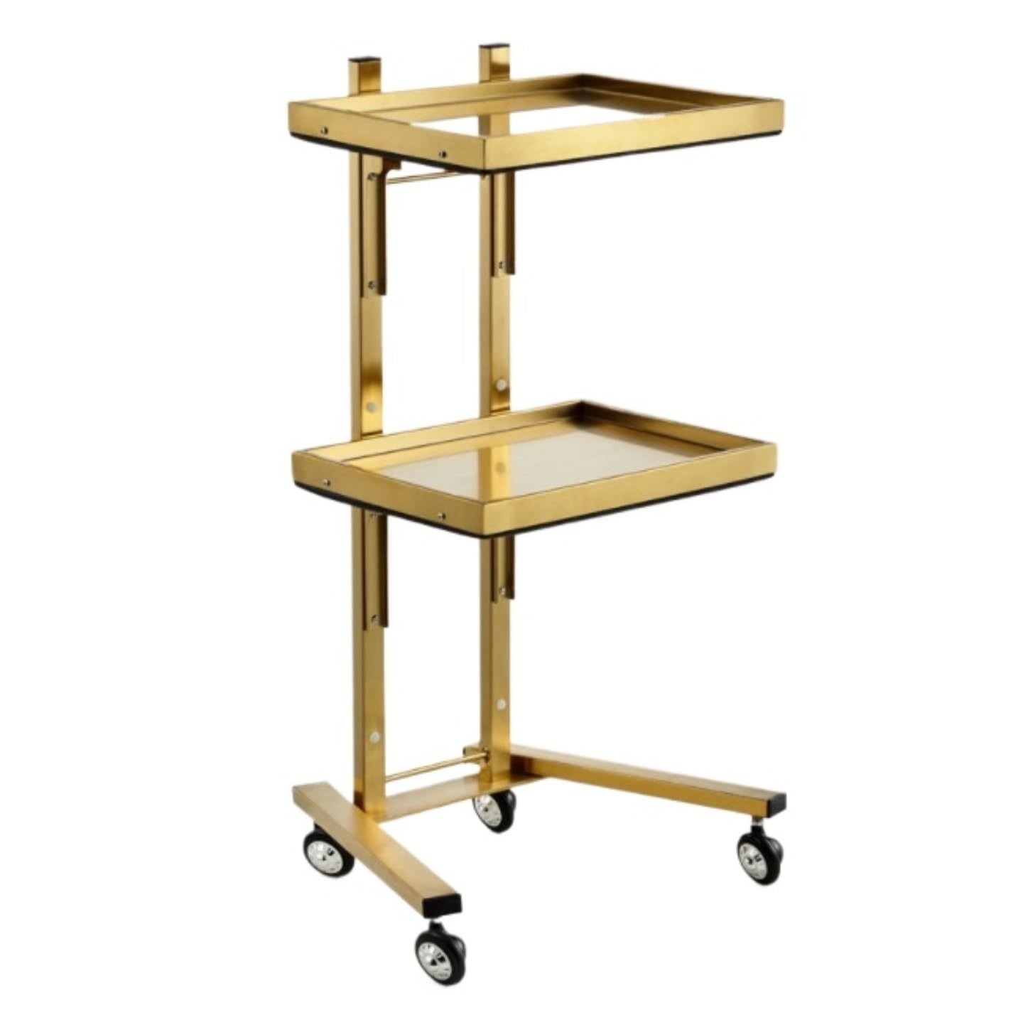 Metal Rolling Cart Salon Tray On Wheels Esthetician For Studios Shop For Barber Shops(Gold)