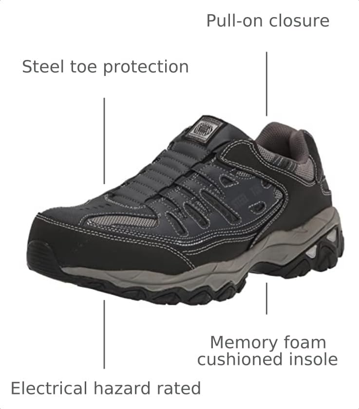 Image of Skechers Mens Cankton Ebbitt Steel Toe Construction Shoe