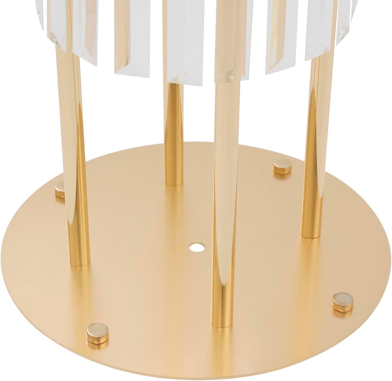 2PCS 4 Tier Gold Flower Stand with Pendants, 35.43in Tall Gold Vases Centerpieces Round Chandelier Pedestal Stand for Wedding Birthday Party Celebration Home Decoration