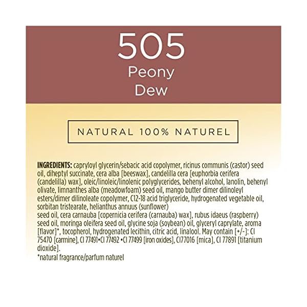 Burtâs Bees 100% Natural Glossy Lipstick, Peony Dew - 1 Tube