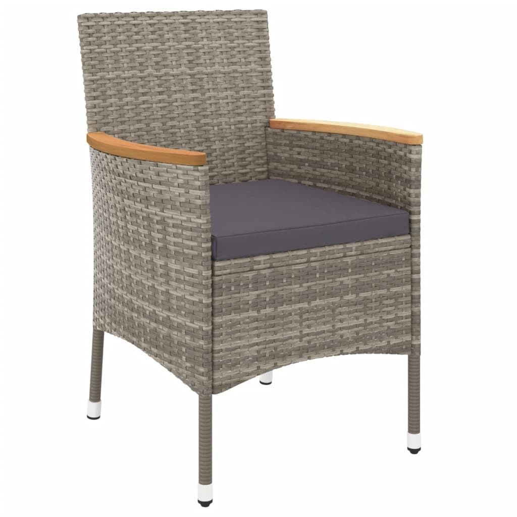 Set di 3 mobili da giardino in polyrattan, colore grigio