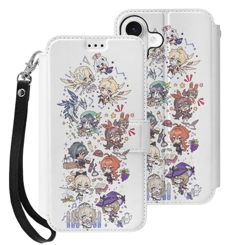 For ���_ Genshin Impact �Ή� iPhone 16plus �X�}�[�g�t�H���P�[�X �蒠�^ ����PU���U�[ ���u���X�^���h�@�\�t�� �J�[�h�X���b�g �X�g���b�v�t�� ���z�^ �}�j���A���� �J�[�h���[ ��G�肪�悢 �}�O�l�b�g�� �|�����z����