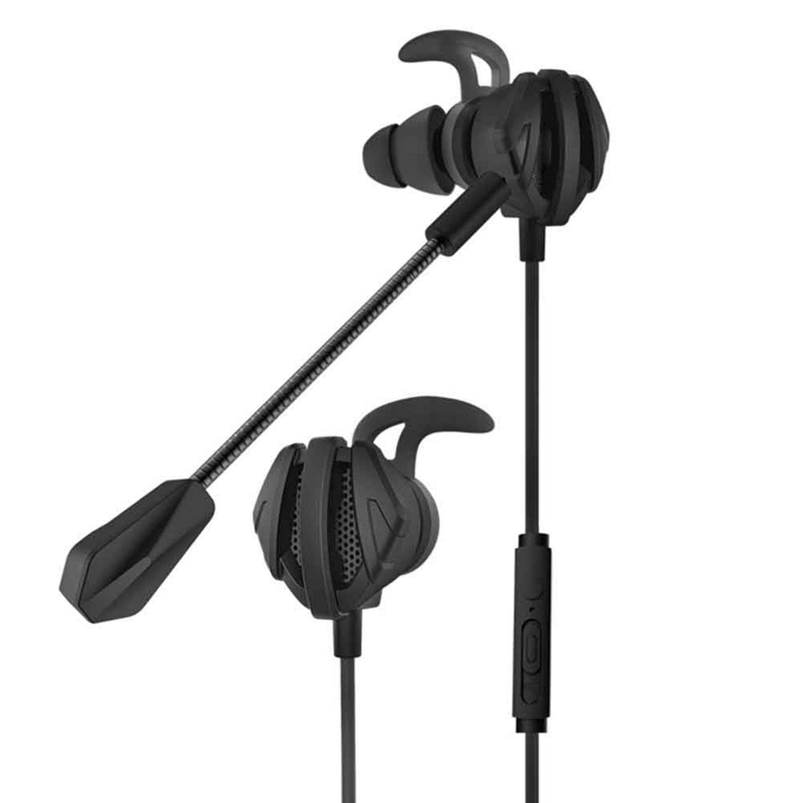 JASOLYI G6 Gaming Earbuds Wired with Dual Microphone, 3.5mm Jack Earphones for PC Mobile Phones, In-Ear Gaming Headset Headphones with Noise Cancellation for Music Video Calling(Balck)