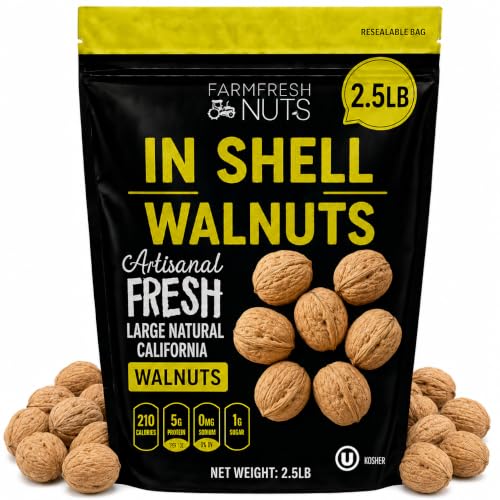 Image of In Shell Walnuts (2.5 Lbs.) - Large Natural California Walnuts - Great Source of Omega 3 - Fresh New Crop - Bursting with Flavor - Farm Fresh Nuts Brand