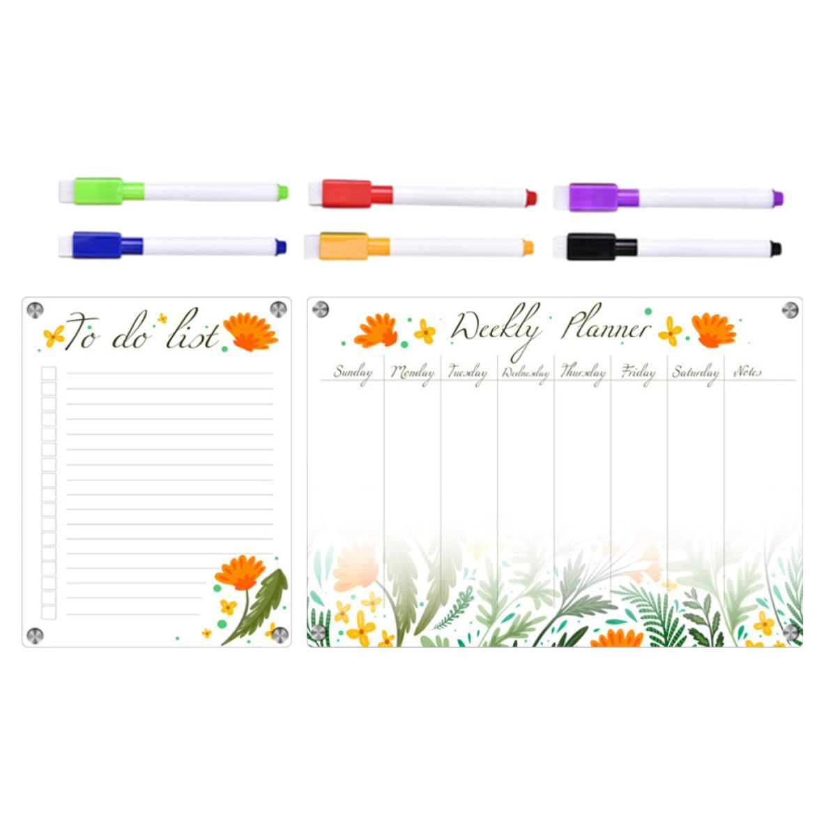 GALPADA Lavagna Magnetica Frigorifero Trasparente A3+a4, Lavagna Cancellabile a Gesso per Promemoria e Calendario, Planner Magnetico da Tavolo per Ufficio e Casa, Set 8 Pezzi