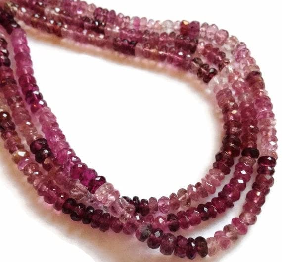 Tourmaline rose facettée 4mm perles naturelles rondelles pour fabrication bijoux et collier