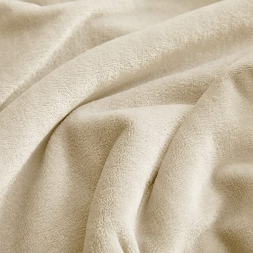 KMUSET Super Soft Throw Blanket Premium Silky Flannel Fleece Throw Size Beige Microfiber Lightweight Blanket All Season Use
