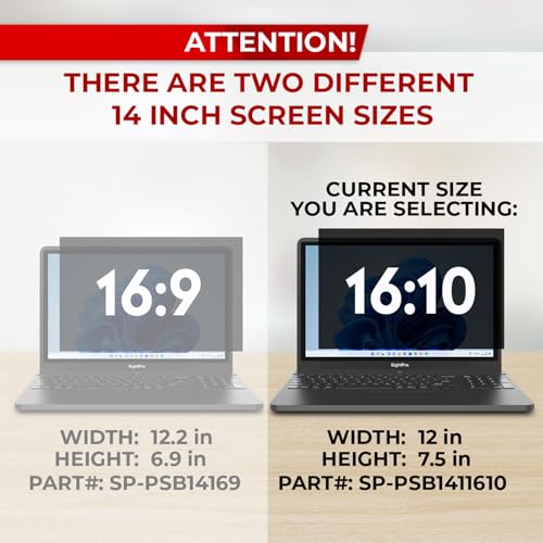 Image of SightPro 14 Inch 16:10 Laptop Privacy Screen Filter - Computer Monitor Privacy Shield and Anti-Glare Protector (Pack of 2)