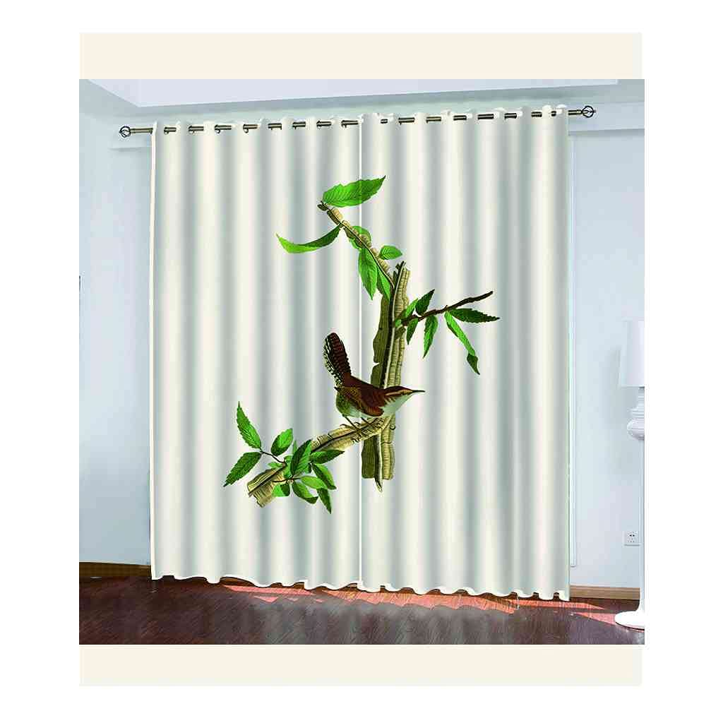 Rideau de fenêtre pour chambre et cuisine motif oiseau pour une ambiance nature