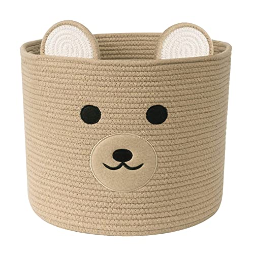 Bear Laundry Baskets Laundry Hamper Storage Basket With Handles,Decorative Basket For Living Room,Woven Storage Basket For Toys Bin Pillows Blankets Clothes (Khaki) #TOP17