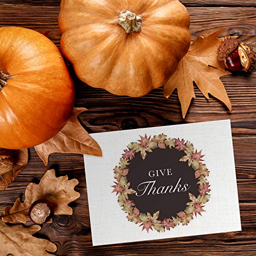 Canopy Street Traditional Thanksgiving Card Set / 24 Watercolor Autumn Note Cards / 4 5/8" X 6 1/4" Classic Fall Greeting Cards #TOP4