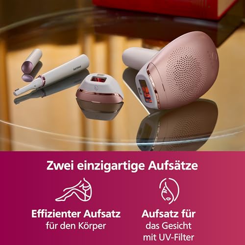Foto von Philips Lumea IPL 7000 Series Haarentfernungsgerät – Alternative zur Laserhaarentfernung – 2 Aufsätze für Körper & Gesicht, inkl. Korrekturtrimmer (BRI921/00)